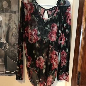 PLUS SIZE ROSE MESH BODYSUIT